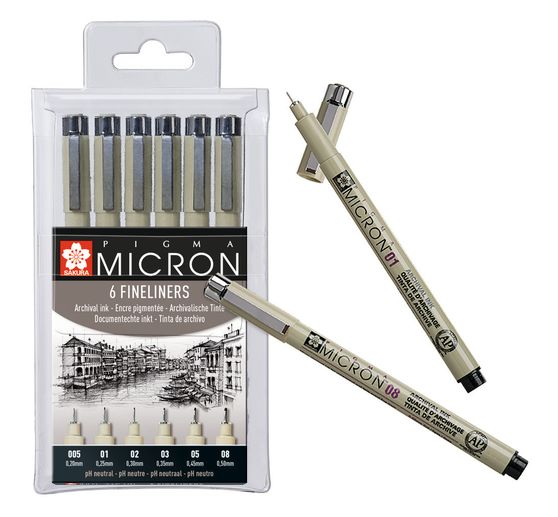 Pigma Micron Etui, 6er-Set