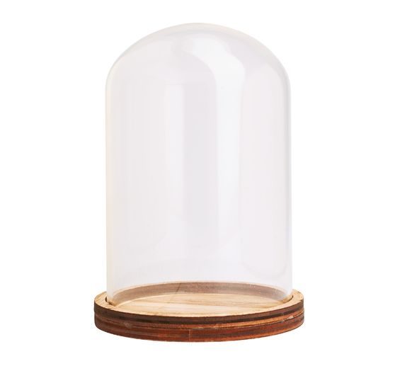 VBS Decorative glass bell jar with base,