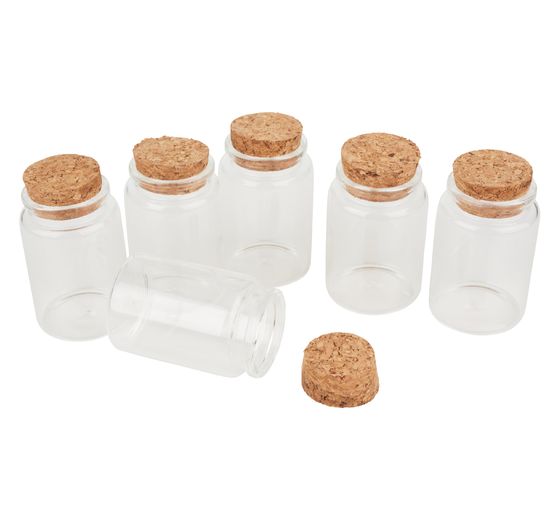 VBS Glass vials with cork, 6 pieces