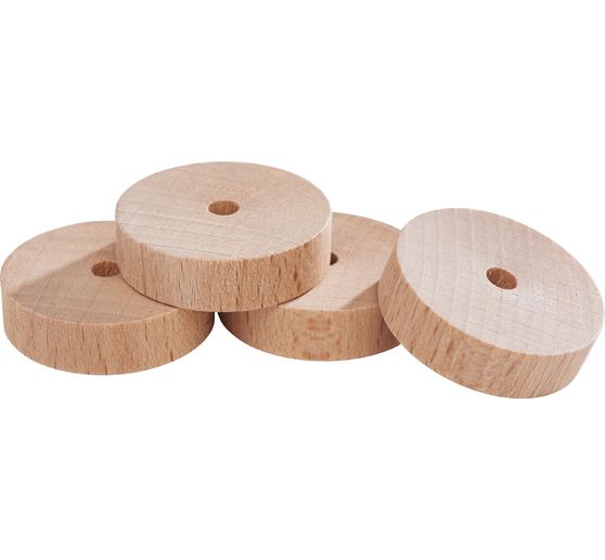 Disques/roues en bois, 4 pc., env.30 x 8 mm