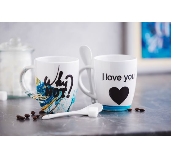 Tasses avec cuillère VBS, 2 pc.