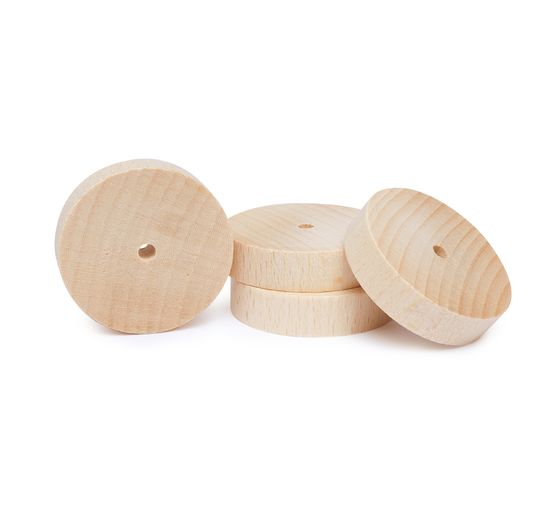 Disques/roues en bois, 4 pièces, Ø 40 mm