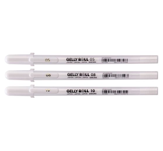 Sakura Gelly Roll Blanc, set de 3, n° 05/08/10