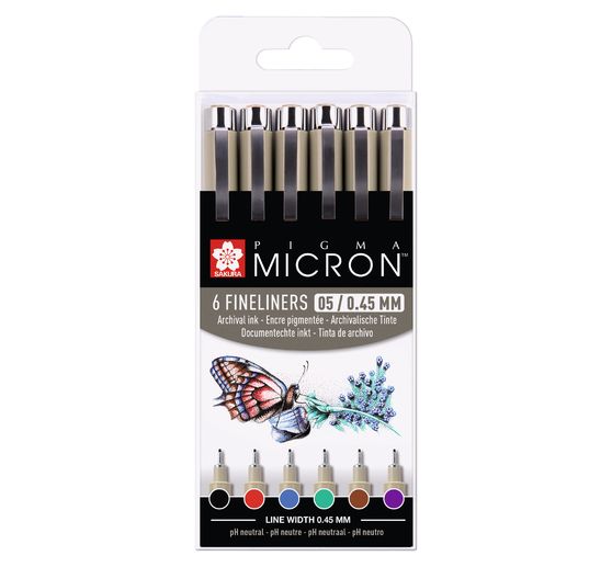 Fineliners Pigma Micron, set de 6, couleurs principales