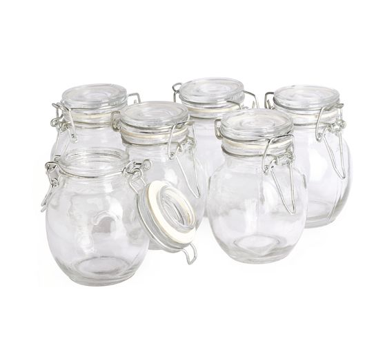 VBS Mini jar with clip closure, bulbous, 6 pieces