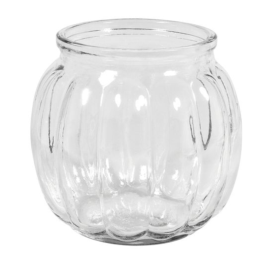 Glass vase with grooves