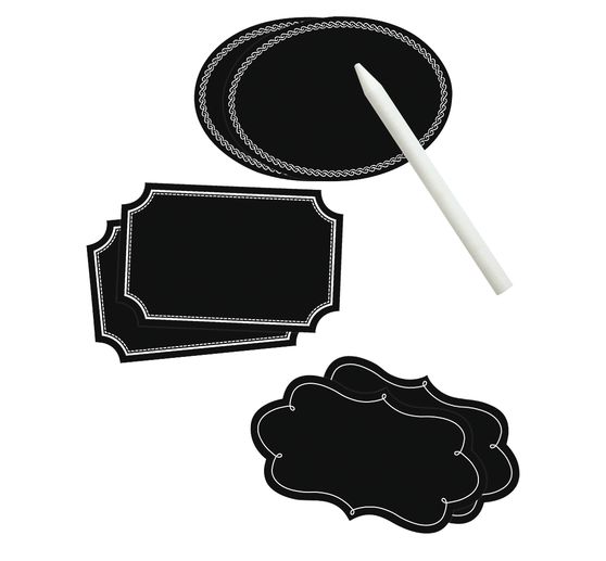 Blackboard foil labels with soapstone pen