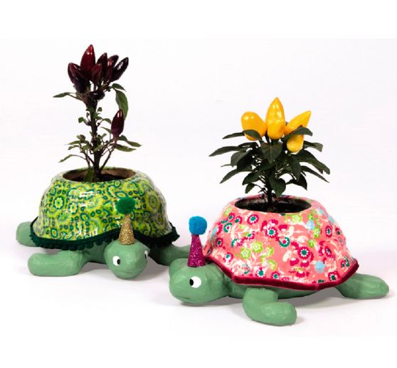 Pot de fleurs « Tortue », papier mâché, étanche - VBS Hobby