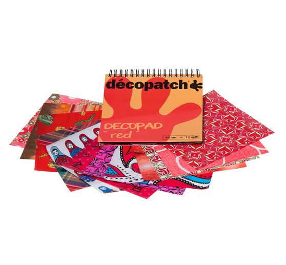 Bloc de papiers Décopatch « Décopad Red », 48 f., 12 motifs