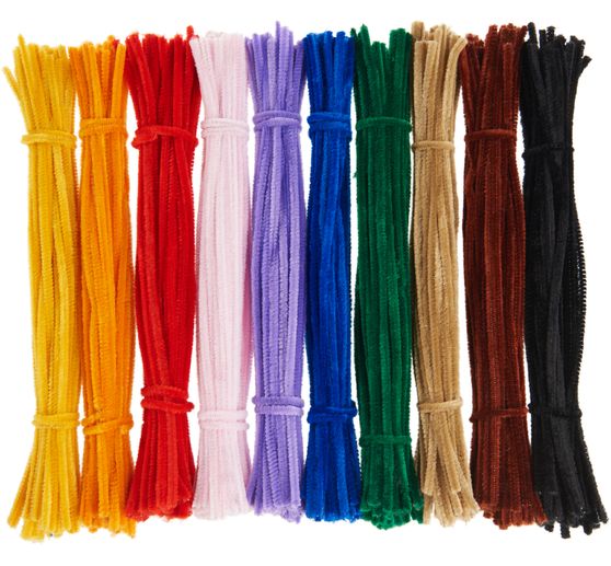 Fils chenilles VBS « Assortiment multicolore », 30 cm, 500 pc.