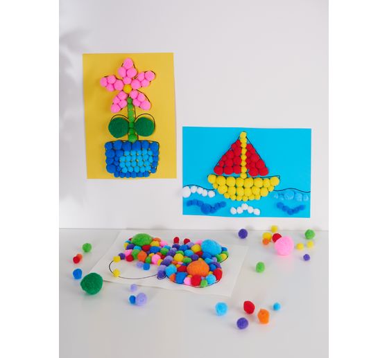 Pompons VBS « Couleurs et tailles variées », 1000 pc.