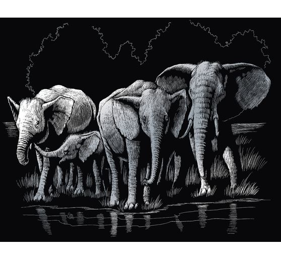 Scratch painting "Elephants"