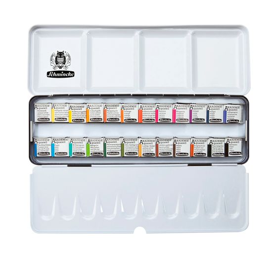 AKADEMIE watercolour box with 24 half cups