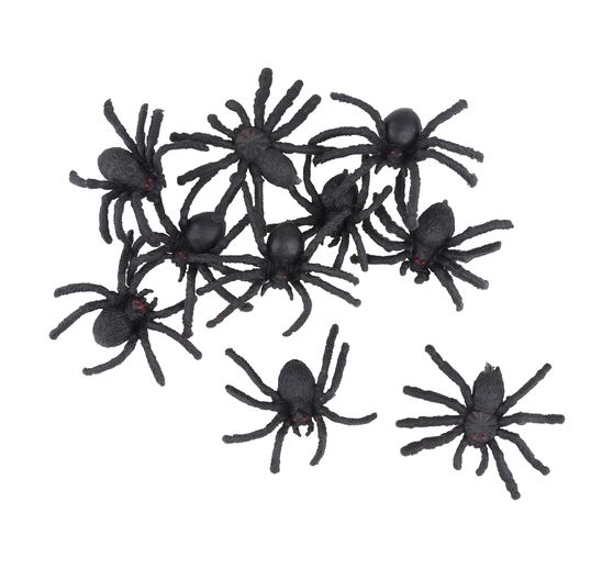 Mini black plastic halloween spiders hotsell