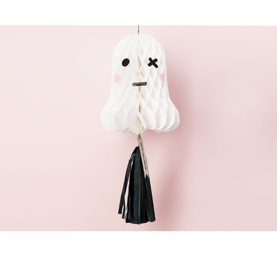 Décoration en papier alvéolé « Fantôme » avec pompon
