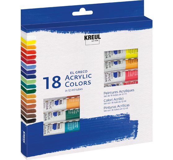 Set de peintures acryliques el Greco KREUL, 18 x 12 ml