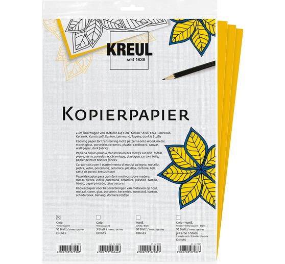 Papier carbone KREUL, 10 feuilles, 30x42 cm, Jaune - VBS Hobby