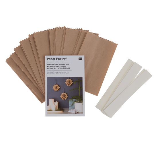 Etoiles en sachets en papier, petit, marron