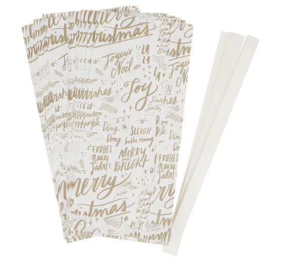 Papiertüten Sterne-Set "Merry Christmas", groß, Weiß