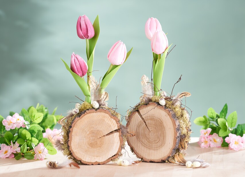 Décoration de table pour Pâques avec des tronçons de bois - VBS Hobby