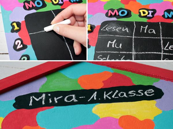 Stundenplan: Beschriftung Wochenplan mit Kreide