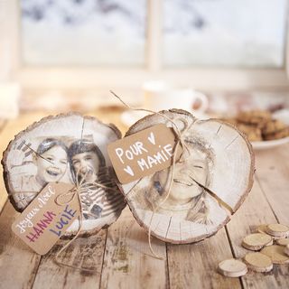 Photos sur tronçons de bois